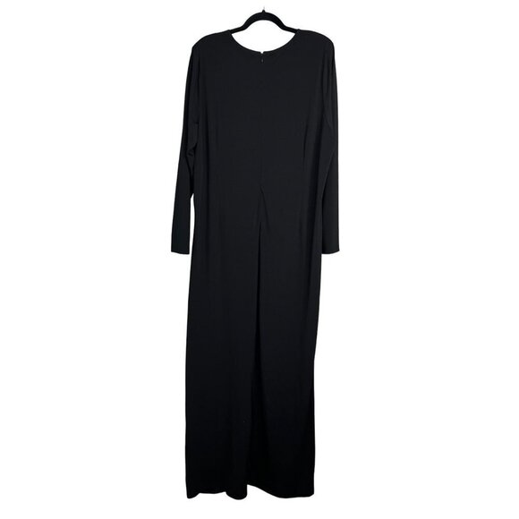 NWOT Eloquii Long Sleeve Ruched V-Neck Maxi Dress Black Front Slit Plus Size 26 - Picture 9 of 11